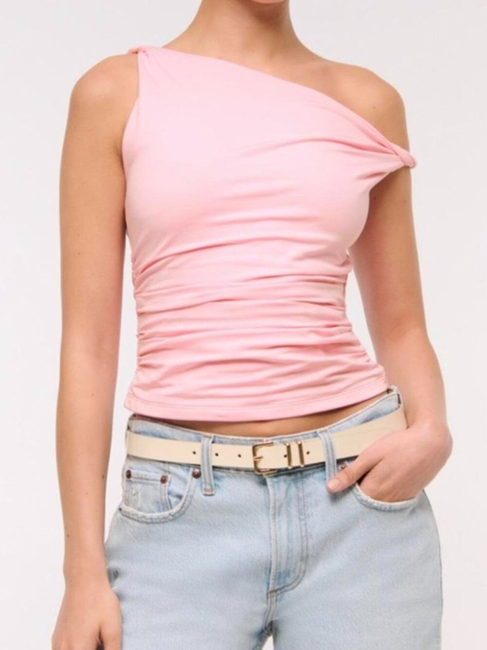 Abercrombie Asymmetrical Twist Top in Light Pink